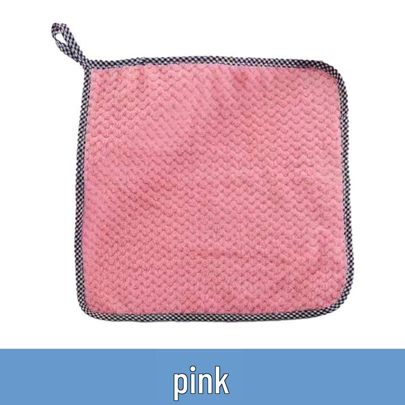 Pineapple Grid Coral Fleece Non-Stick Dishcloth 25*25 cm розовый