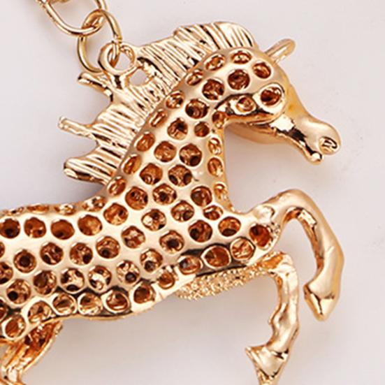Horse Keychain Animal Shape Alloy Rhinestone Pendant Portable Compact Size Key Chain Bag Decoration Special Gift