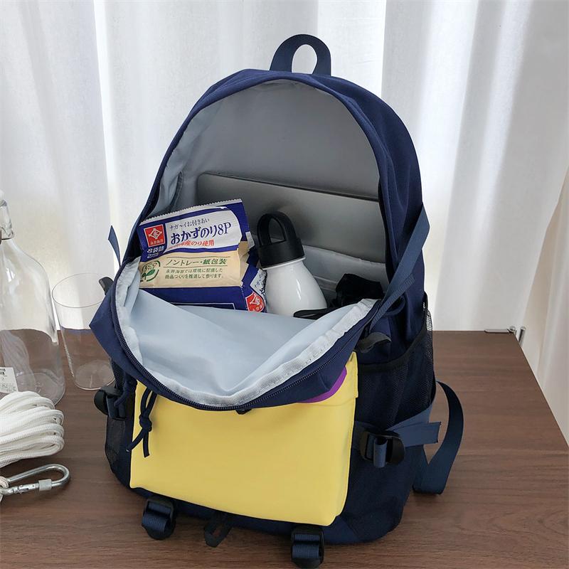 Contrast Nylon Backpack Student Schoolbag Large Capacity Computer Backpack