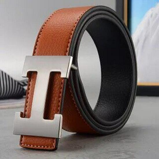 Men's Faux Leather H-Buckle Belt - Smooth Korean-Style Waistband, Casual and Trendy