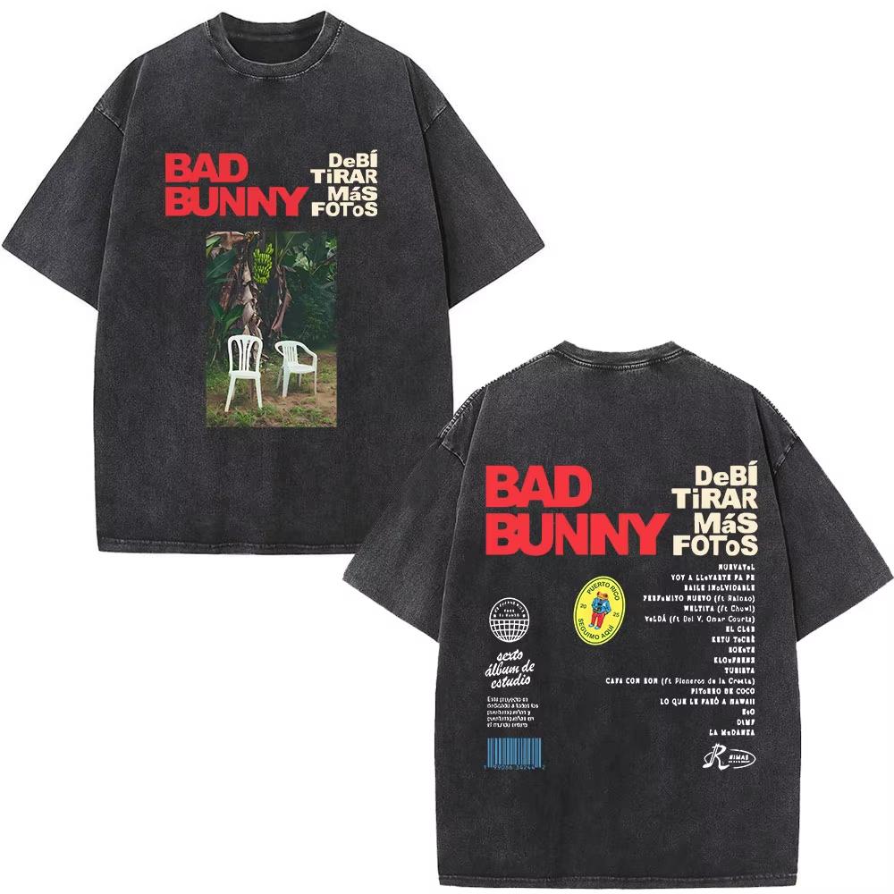 Washed Vintage Bad Bunny DTMF Residencia En El Choli Merch TShirts Debi Tirar Mas Fotos Tshirt Mens Hip Hop Oversized Tshirts