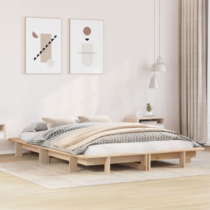 VidaXL Cadre de lit 120x190 cm Bois de pin massif, meuble de chambre à coucher, sommier, lit en bois 350677