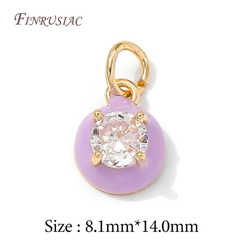14K Gold Plated Enamel Charms with CZ Crystal,Heart Moon Pendant For DIY Jewelry Making,DIY Bracelet Necklace Earring Supplies