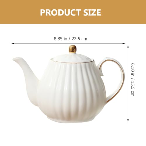 OUNONA Ceramic Teapot, Heat-Resistant, Nordic Style, White, 800ml Capacity, Perfect for Afternoon Tea, Restaurants, Offices, Home Use, and Commercial