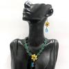 Elegantes Wassertropfen Strass Schmuckset: Luxuriöses Blatt-Diamant-Halsketten- und Ohrring-Set für Damen