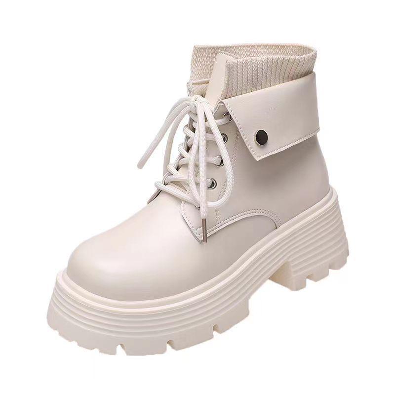 Women's High-End British Style Martin Boots with Thick Soles - Trendy, Versatile, Slimming Short Boots for Autumn and Winter.