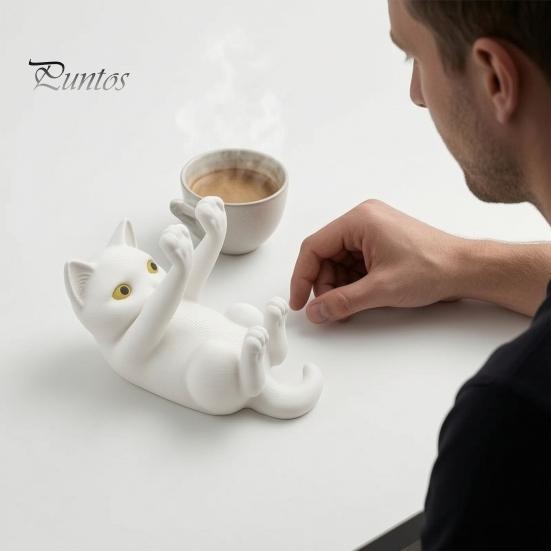 Cat Cell Phone Holder 3D Printed Holder, Lying Kitten Mobile Stand, Hands Free Stand Figurine for Home Office Desk Decor, Gift Lovers