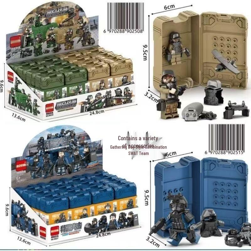 SWAT Assault Team Minifigure Set: Military Building Blocks Compatible with LEGO - Includes Soldiers, Weapons, and Sand Table for Kids.