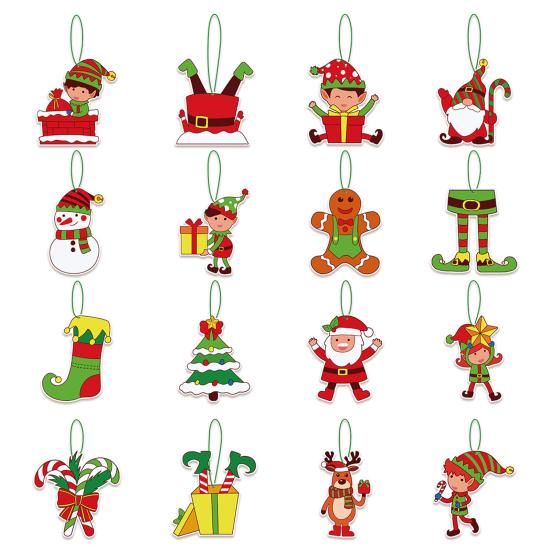 16Pcs Christmas Tree Hangers Xmas Style Easy To Hang Create Atmosphere Festive Santa Claus Decorations Pendant