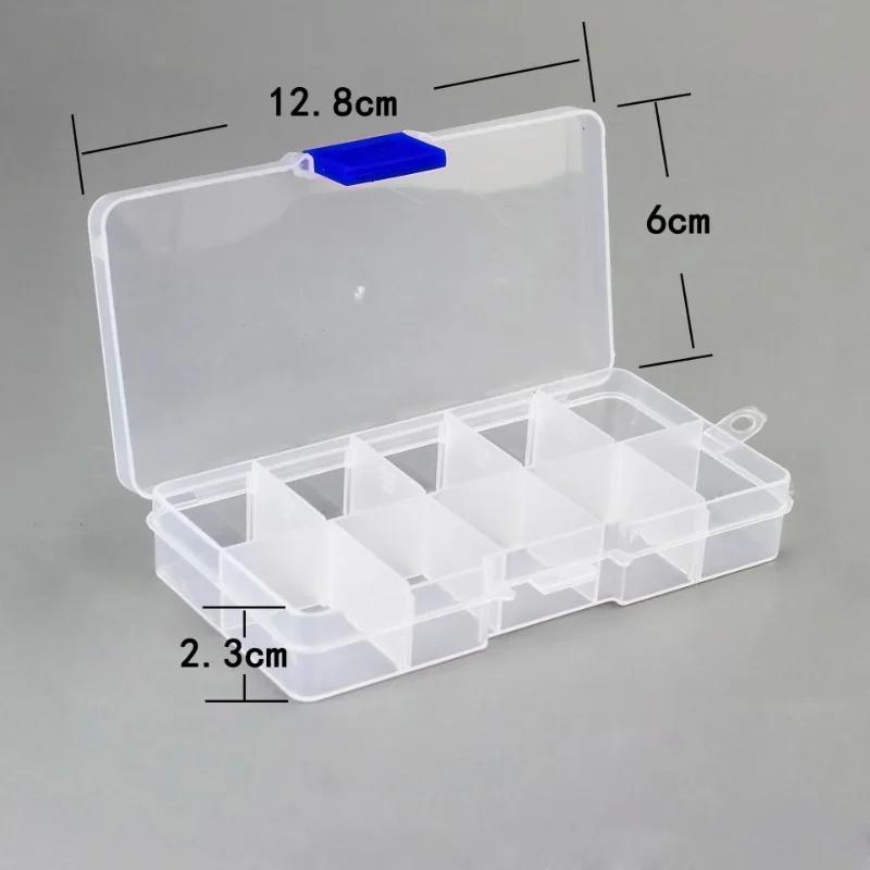 10 Grid Adjustable Organizer for Jewelry Compartments Plastic Transparent Jewel Bead Earring Case Cover Box Storage Container