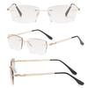 Rimless Reading Blue Light Single Vintage UV Gold Frame x Brown B1596 [FEISEDY] Women's Glasses, Stylish, Blocking, Vision, Style, Protection,