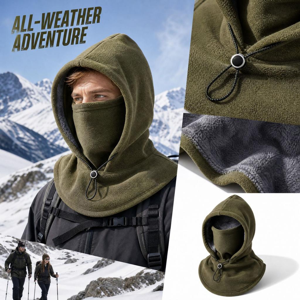 Unisex Outdoor Cycling Hat with Face and Neck Cover, Thickened Double-Layer Windproof Design