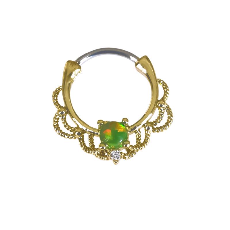 Opal Tassel Nose & Nipple Ring - Stainless Steel Piercing Jewelry, Popular In Europe & America