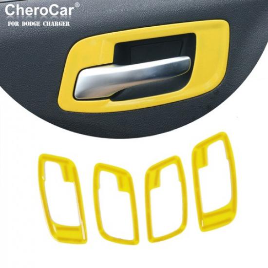 

Interior Door Handle Bowl Trim Cover Frame Decor Yellow for Chrysler 300C 2015+