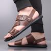 Summer New Men Gladiators Black White Brown Belt Buckle Pu Leather Casual Shoes Breathable Beach Sandals Outdoor Slippers