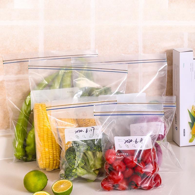 Double-layer Zipper-type PE Tight Bag, Double-zipper Sealed Thickened Fruit and Food Refrigerator Preservation Bag