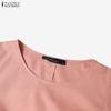 ZANZEA Women Casual Round Neck Short Sleeve Print A-Line Dress