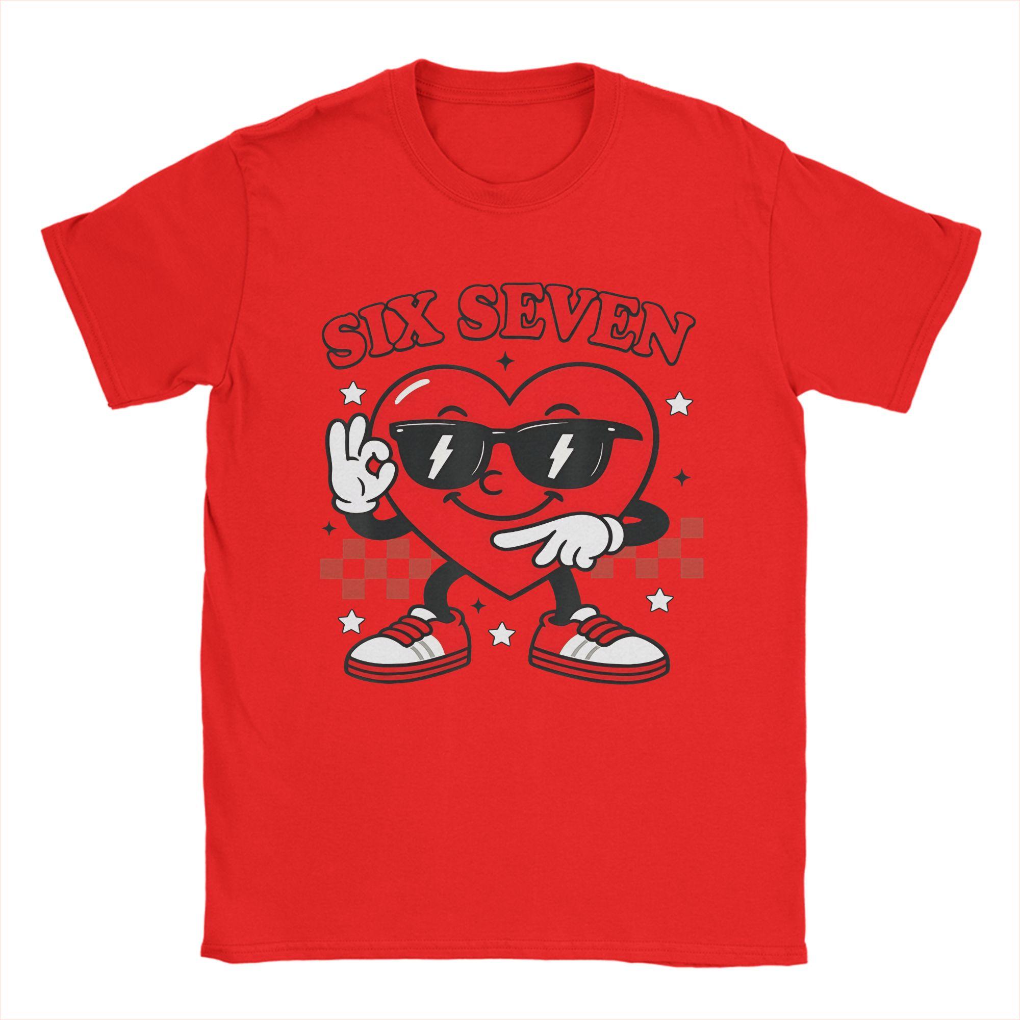 

Casual Groovy Heart Six Seven 6 7 Valentines Day TShirts for Unisex Round Neck 100 Cotton T Shirt Short Sleeve Tee Shirt Gift S