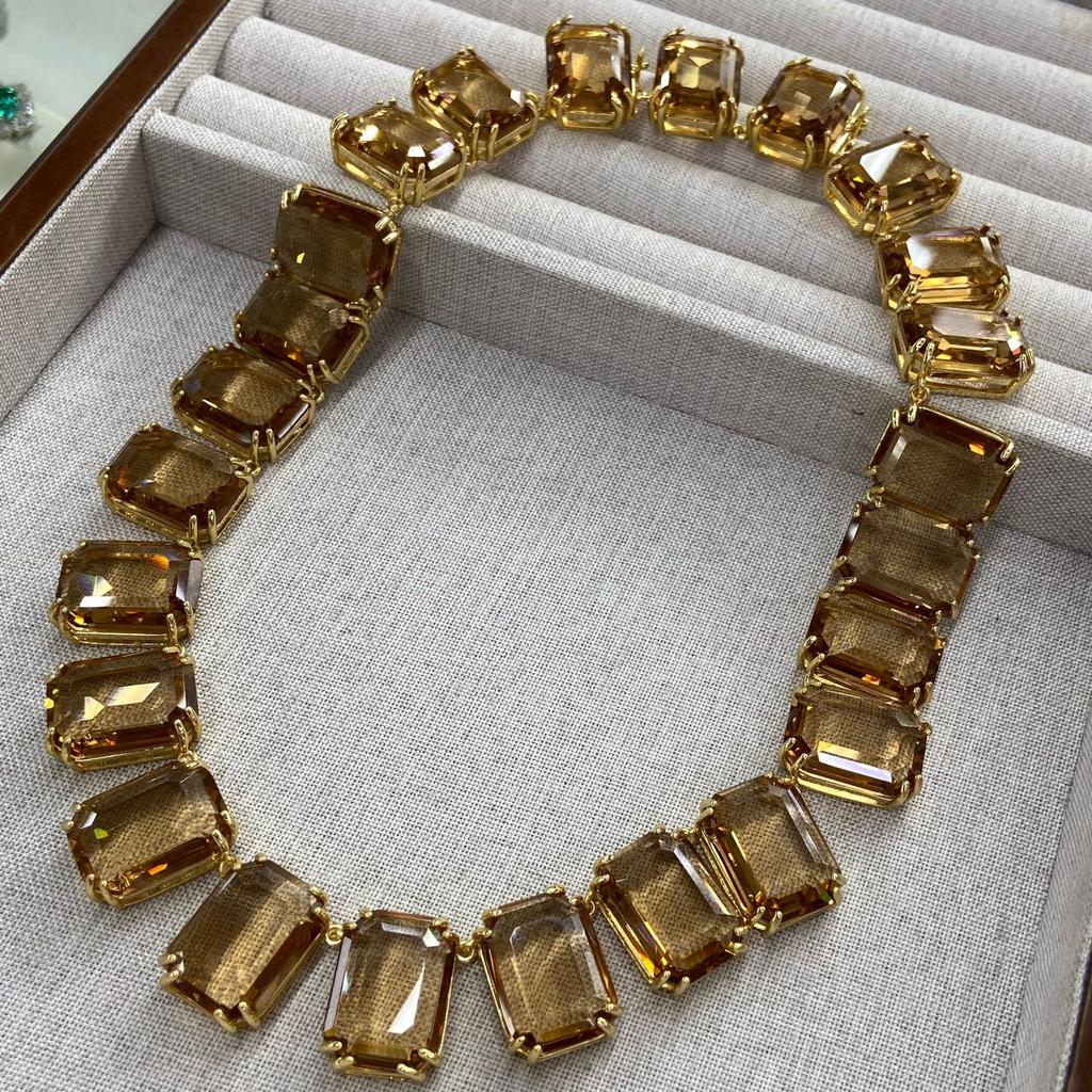 Zircon Necklace Square Diamond Frozen Neck Chain Light Luxury Premium Tide Detachable Adjustment Set