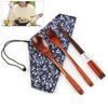 Holzgabellöffel Dreiteiliger Anzug Japanischer Korea-Stil Tragbares Reisegeschirr Schönes Geschirr Taschenverpackung