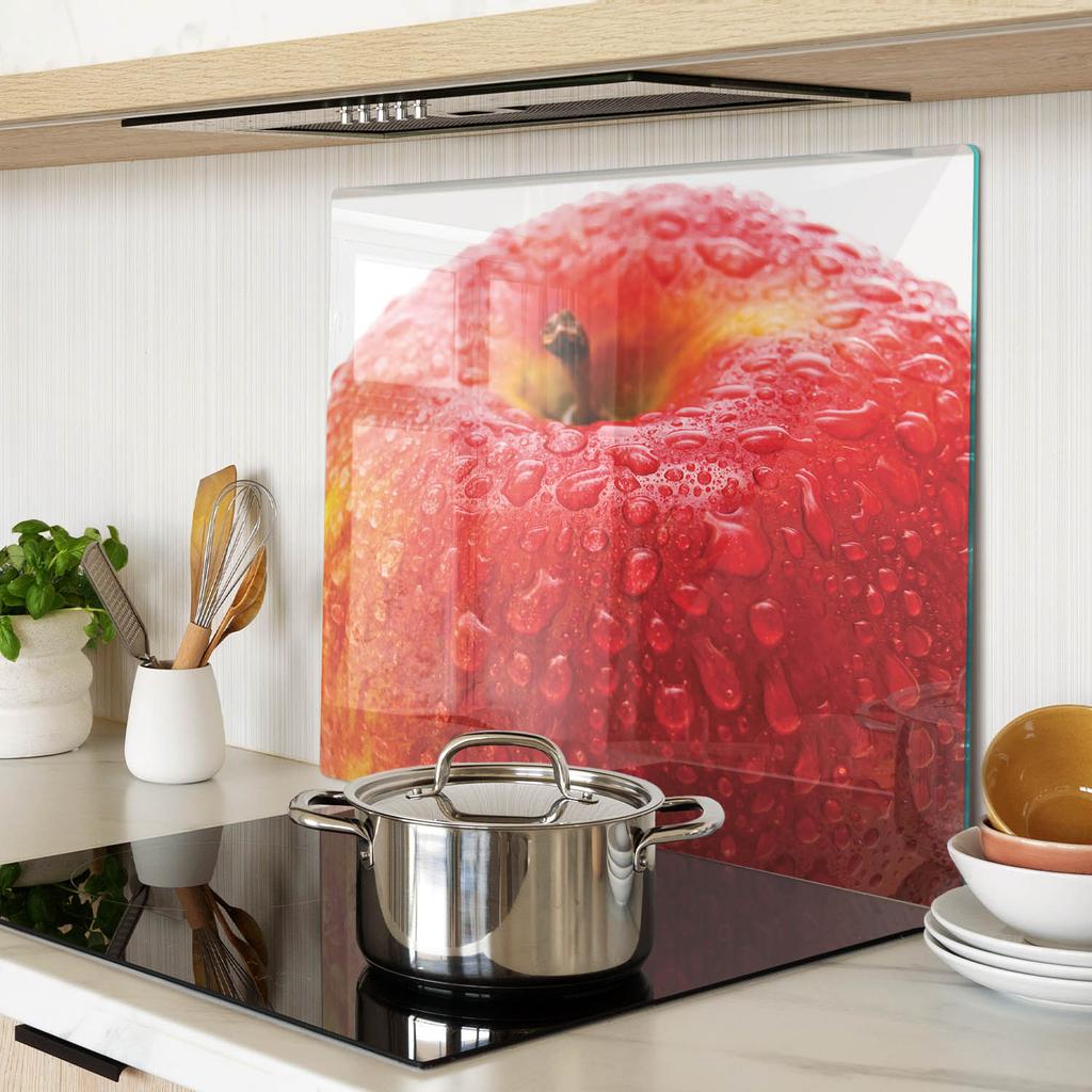 Multifunctional Decorative Glass Board for Kitchen Apple Water 60X52 Cm
