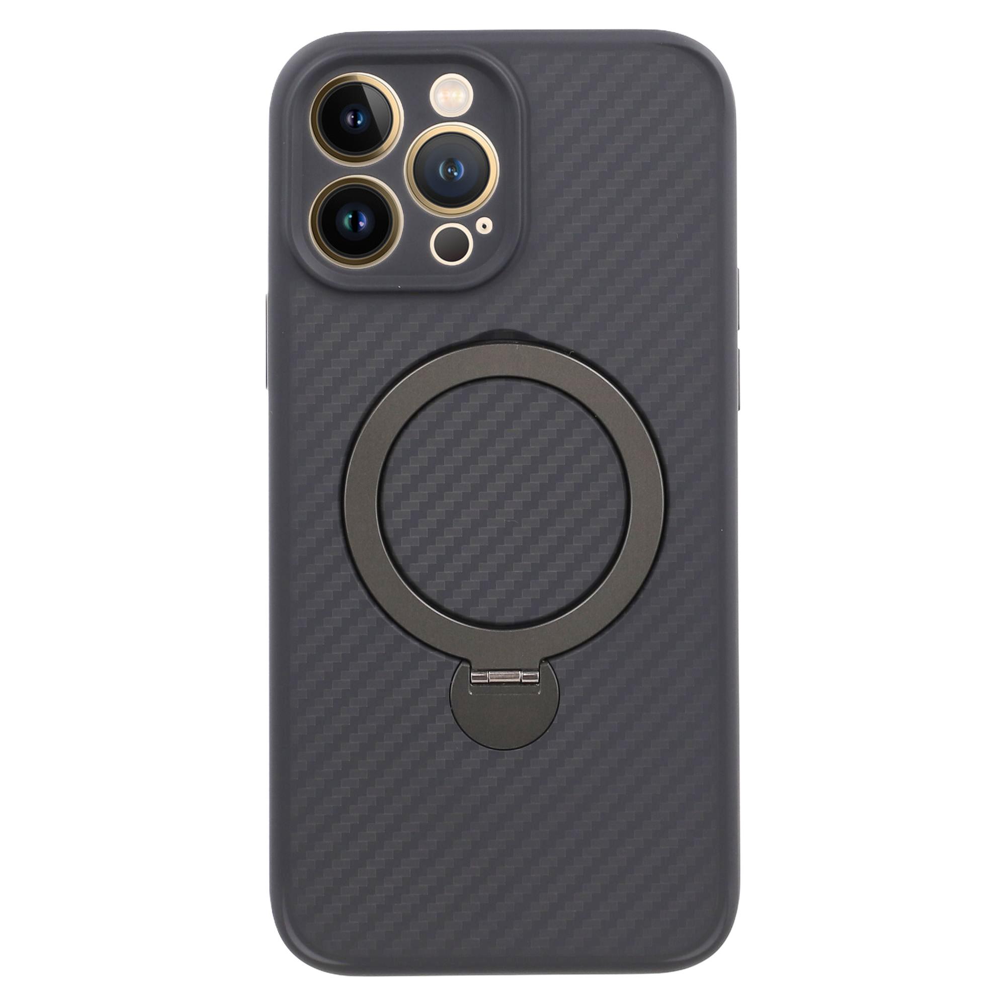 

Для iPhone 13 Pro Чехол Совместимый с MagSafe Подставка ТПУ+ПК Чехол для телефона Текстура углеродного волокна A