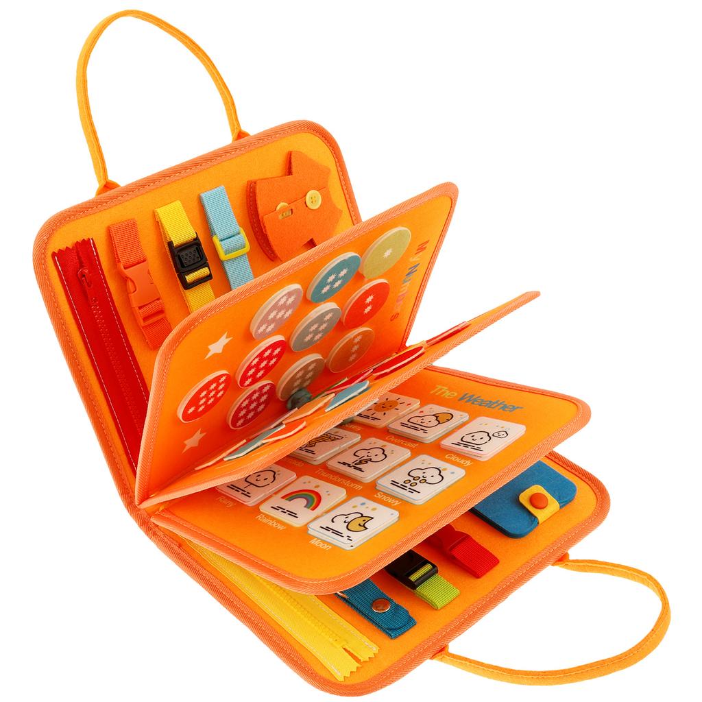 Pädagogisches Montessori Busy Board für Kleinkinder Sensorisches Aktivitätsspielzeug Feinmotorik Entwicklung Reise Lern Geschenk Polyester