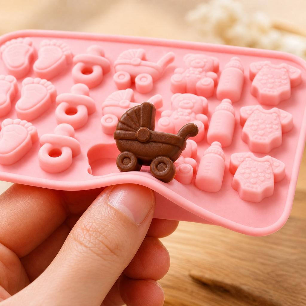 Silicone Baby-Themed Baking Mold Set for Cake Mousse Chocolate Candy Making Flexible Non-Stick Easy Release Baby Bottle Pacifier Shape Baking Tray