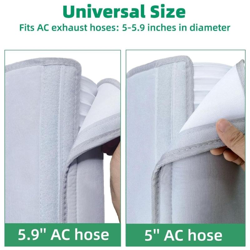 Flexible Air Conditioning Ventilation Hose Cover Thermal Insulated Sleeve for Exhaust Pipes Adjustable Straps Included