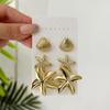 CCB Shell Starfish Stud Earrings Set For Women Men Conch Spiral Waterdrop Earrings Fashion Summer Beach Seaside Party Zircon