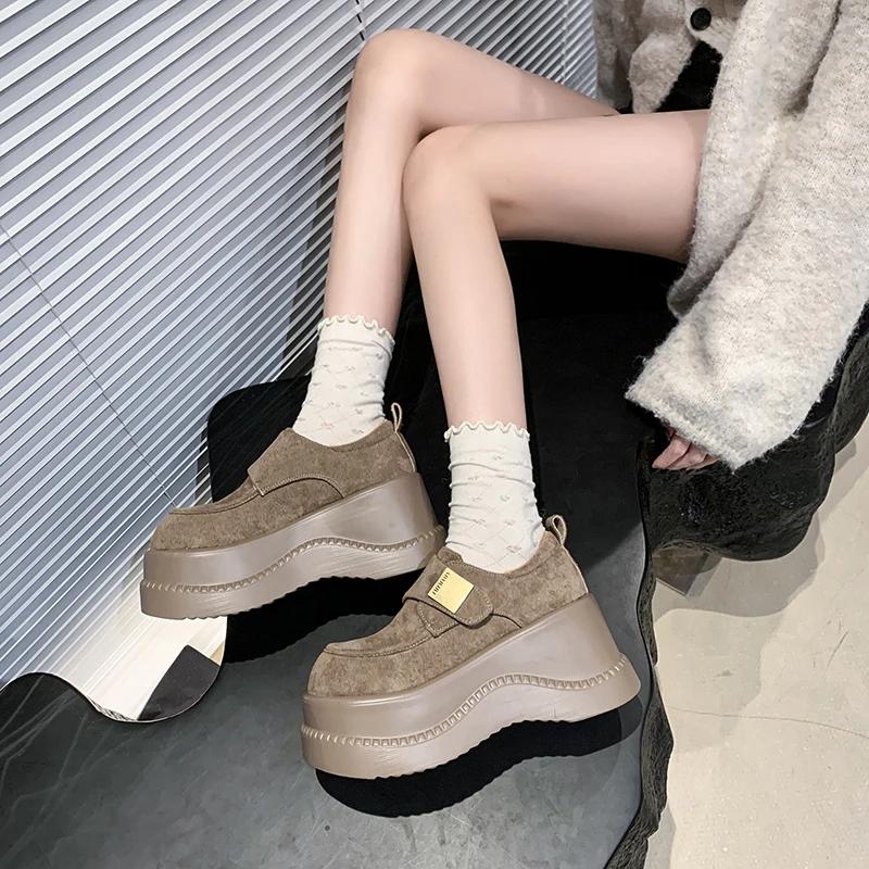 Fashion 8CM Women Ankle Boots Platform Casual Sneakers Cotton Loafers Shoes 2025 New Spring Autumn Trend Outdoor Walking Botas De Mujer