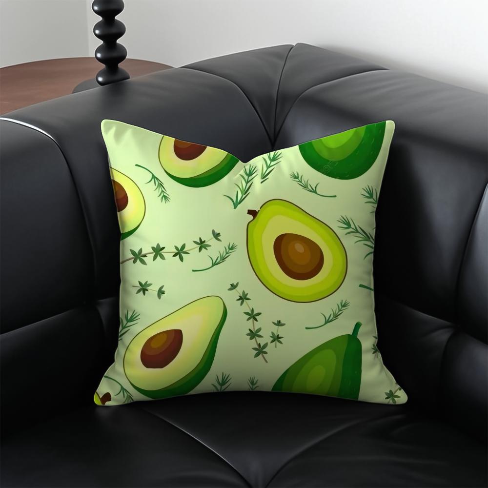 Avocado print Cushion Cover Pillow Case Antidustmite Invisible zipper silky plush cushion