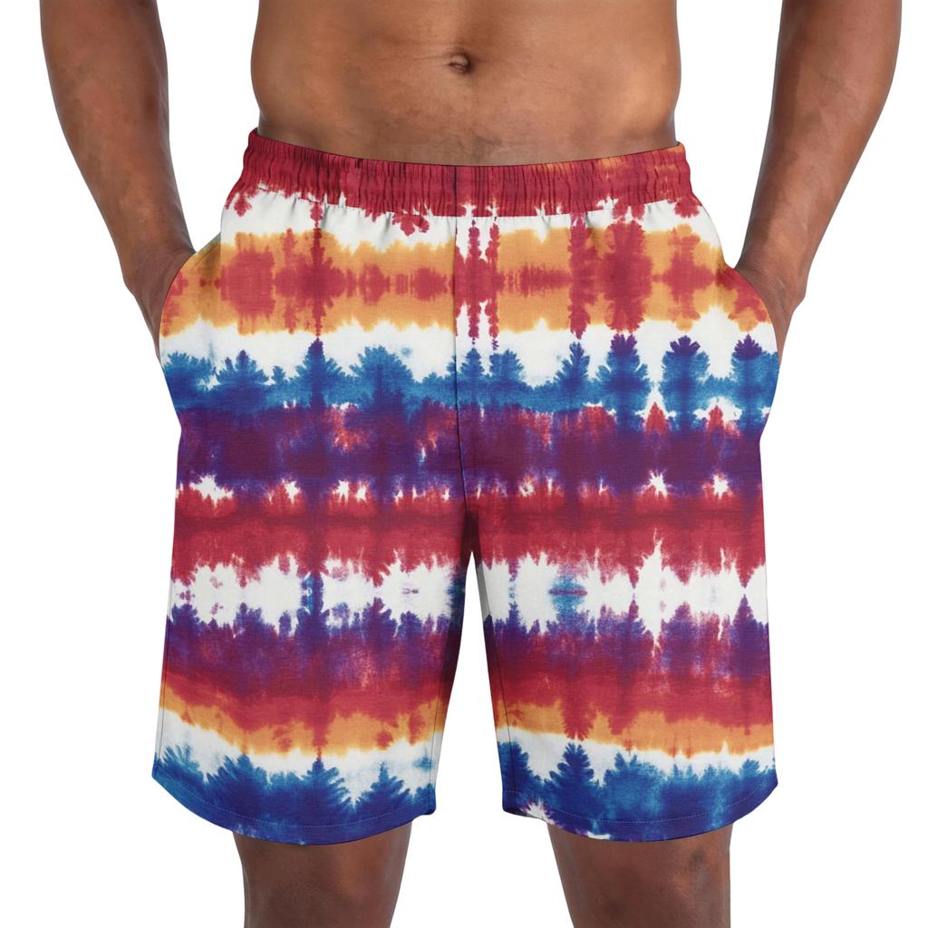 Herren Freizeitshorts mit elastischem Bund, Batikdruck, lockere Passform, leichte Sommer-Strandbekleidung für den täglichen Gebrauch