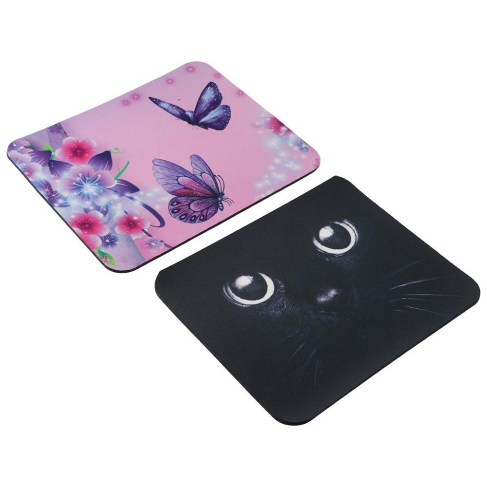 9.45 X 7.87 X 0.12 Inches Black Cat Gaming Mouse Pad Rubber+cloth Desktop Pad  Office