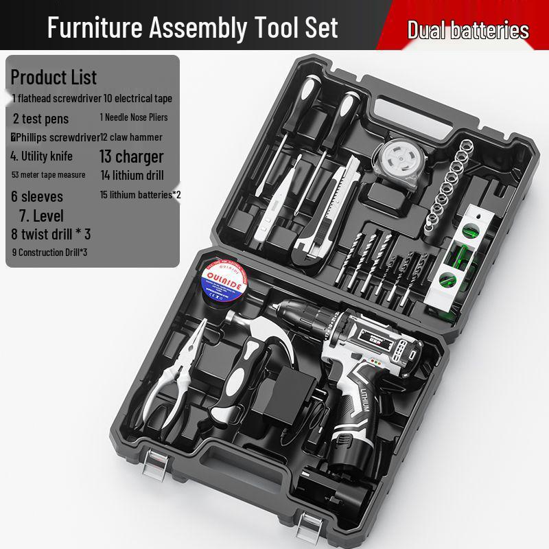 Cordless Lithium Electric Drill and Screwdriver Tool Set