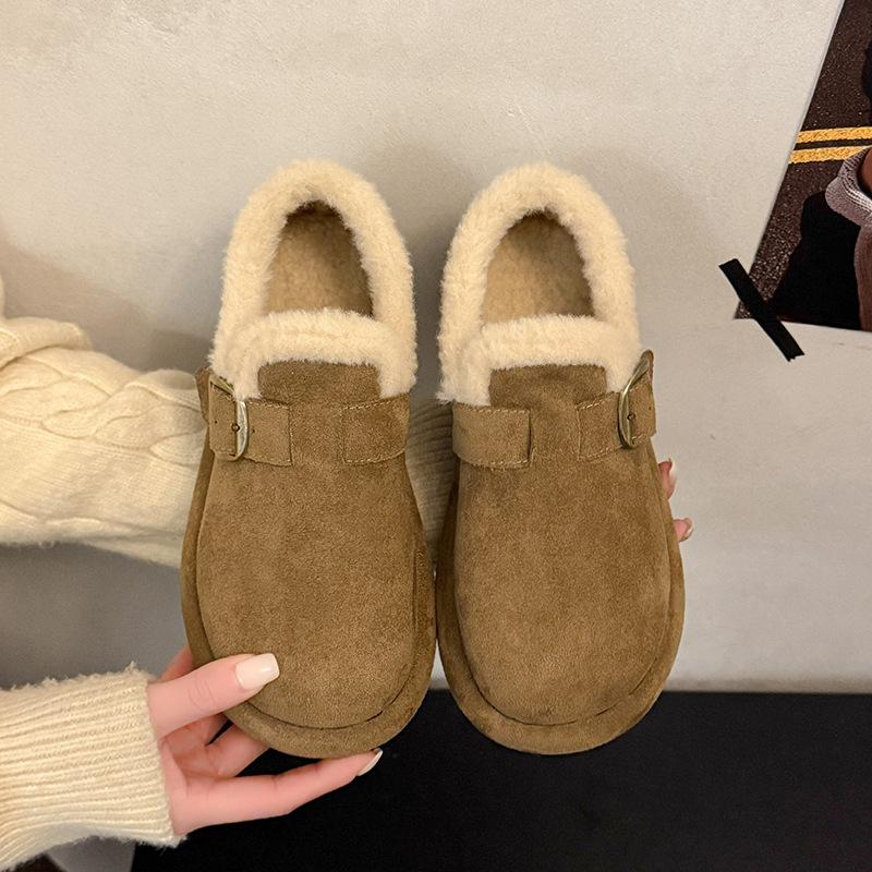 Women's fur one thick bottom heightening winter lightweight padded warm snow boots non-slip wear casual sneakers a stirrup cotton boots