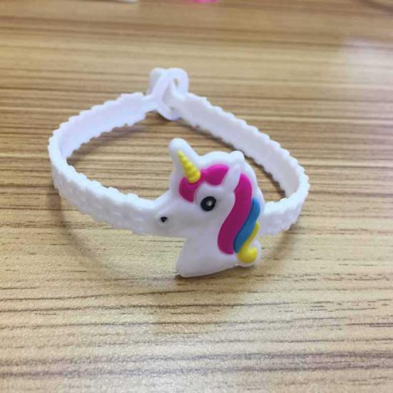 5 Stück Cartoon-Einhorn-PVC-Armbänder für Kinder, Geschenke, niedliche verstellbare Armbänder