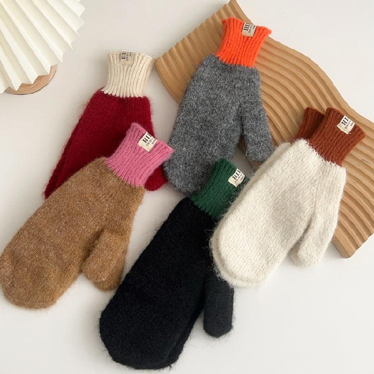 Lovely Knitted Mitten Soft Plush Gloves Students Wrist Cuffs Detail for Children and Women Winter Photo Props