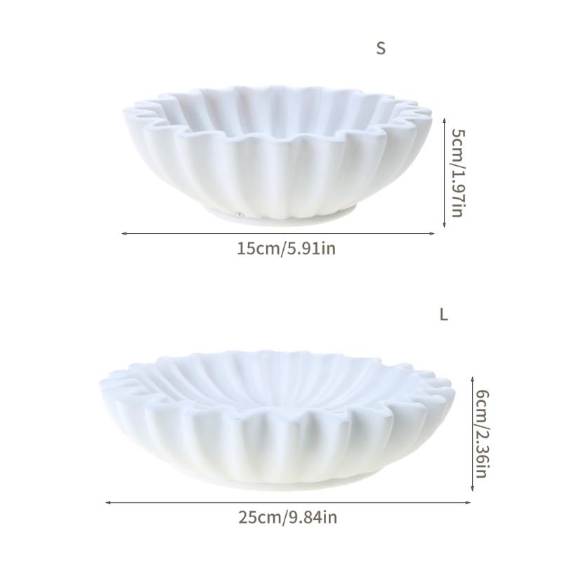 Durable Fluted Ruffle Decorative Bowl Stylish and Practical Resin Decorative Bowl Living Room Modeling Home Ornament