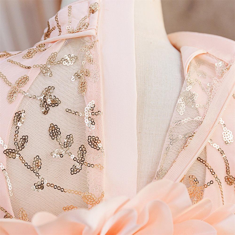 Wedding Flower Girls Dress Toddler Baptism 1st Birthday Dress Baby Girl Clothes Princess Wedding Lace Party Kids Costume T6085