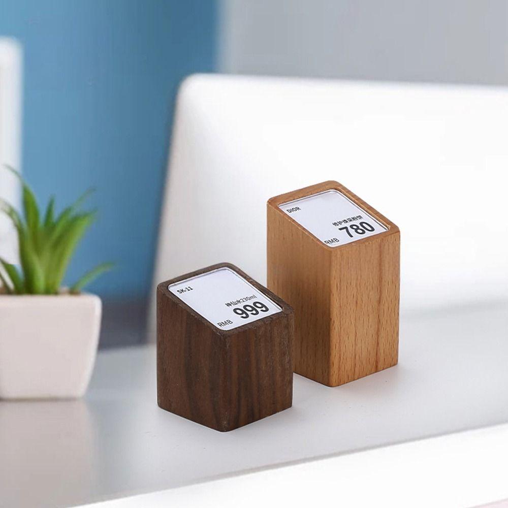 Wood Base Price Tag Holder Acrylic Window Acrylic Label Stand Display Stand  Jewelry Display