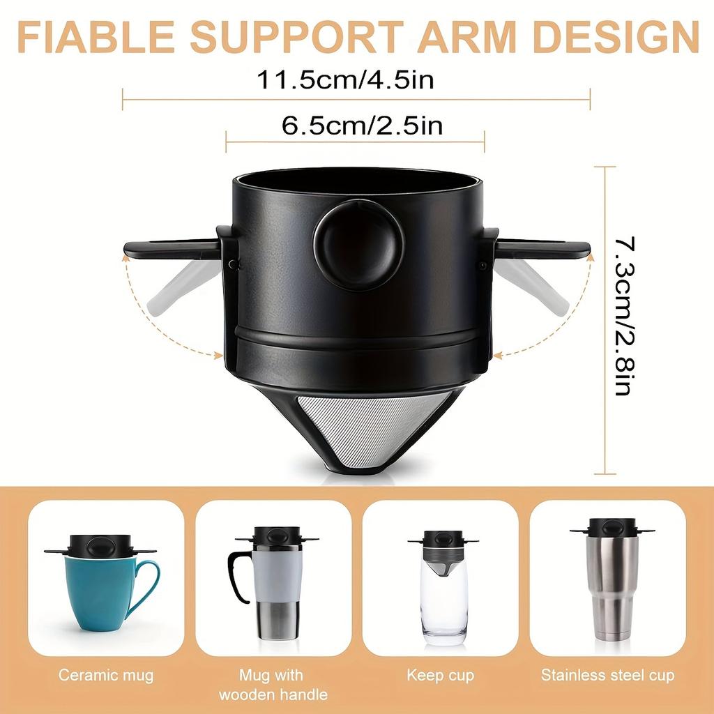 Coffee Filter Cup Portable Reusable Pour Over Coffee Maker Filter Mini Collapsible Paperless Coffee Dripper For Travel Camping