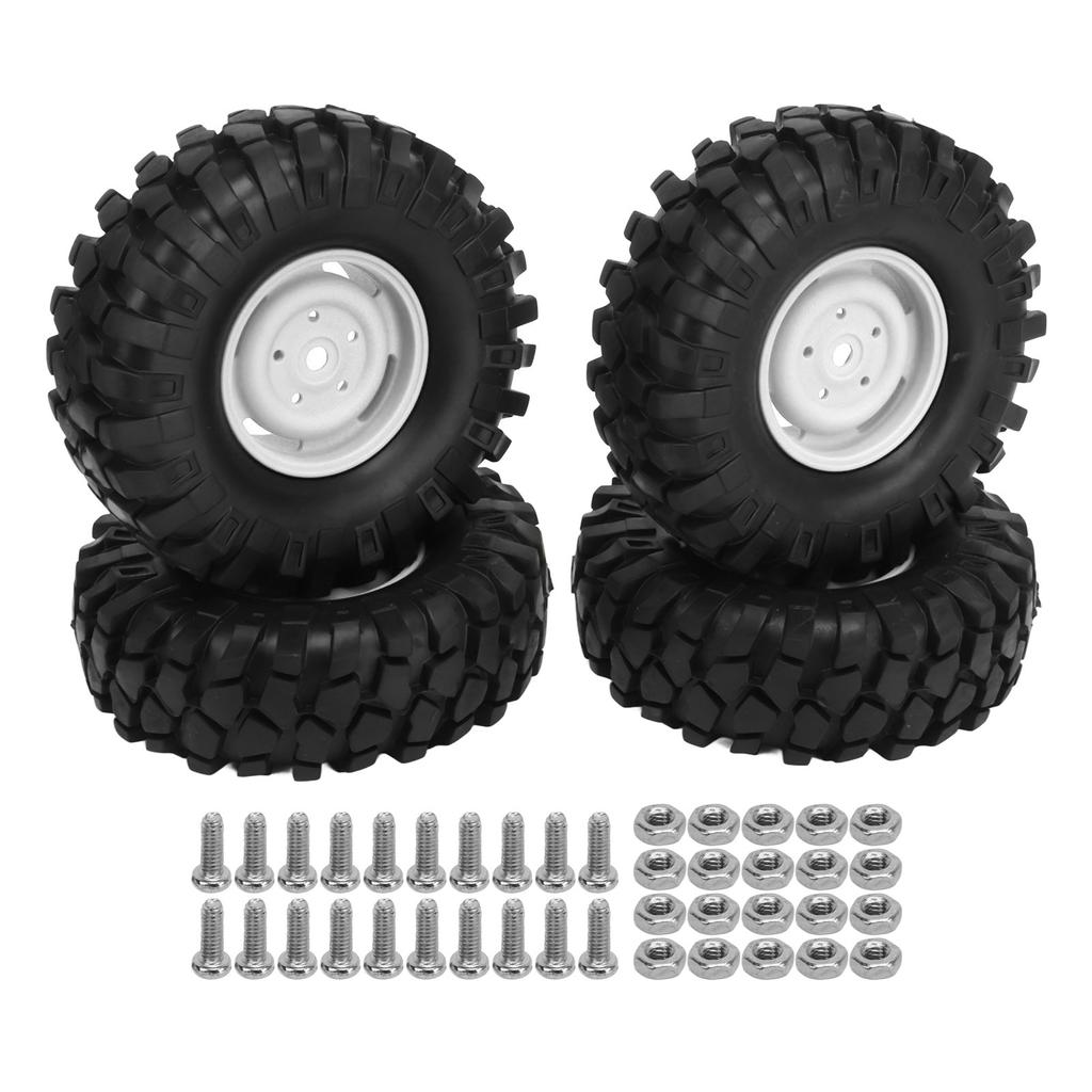 4PCS RC Off Road Vehicle Tires 1.9 Inch Universal Rubber RC Wheels and Tires for RC Off Road Vehicle Climbing Car White