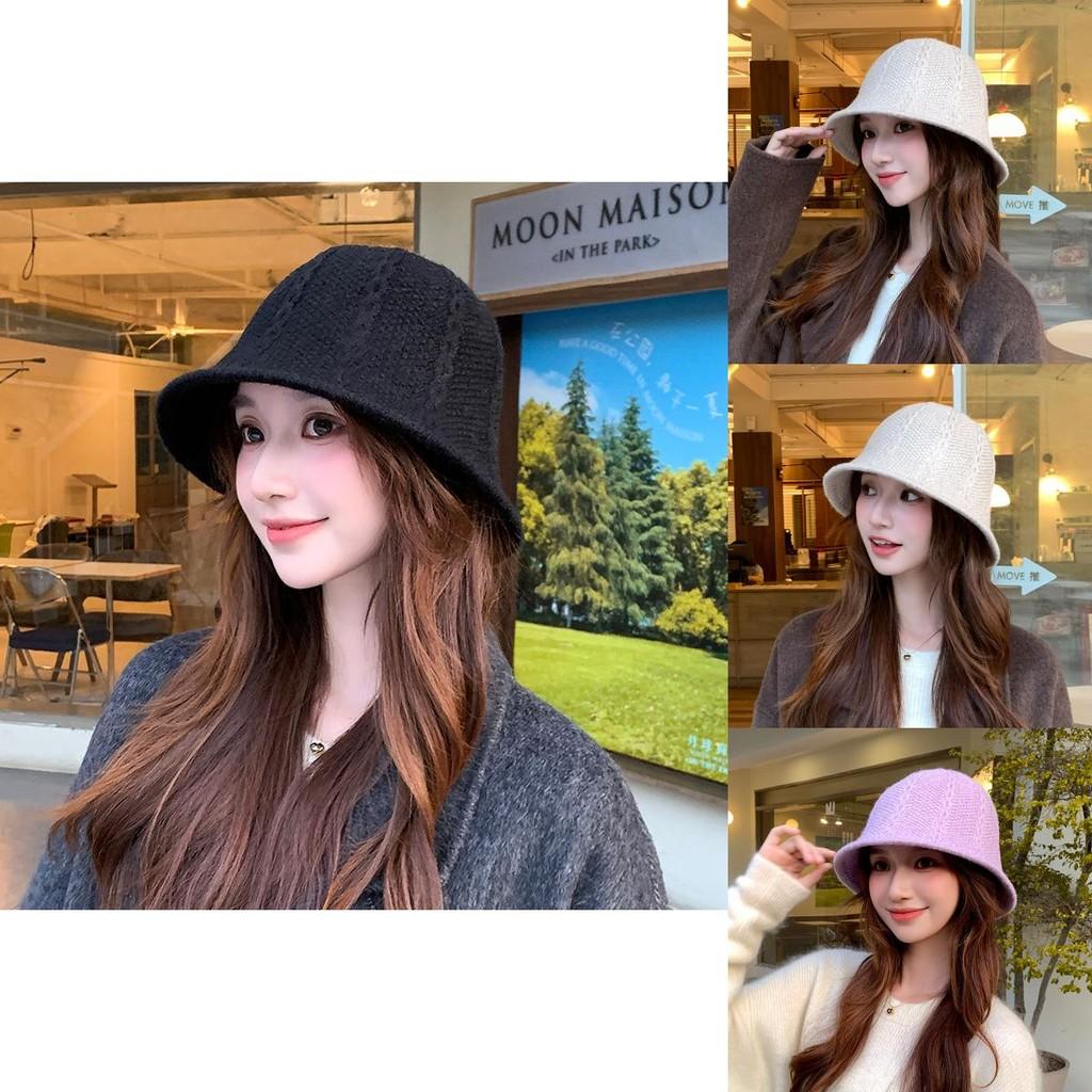 Solid Color Knitted Hat Women Autumn Winter Acrylic Breathable Windproof Stylish Casual