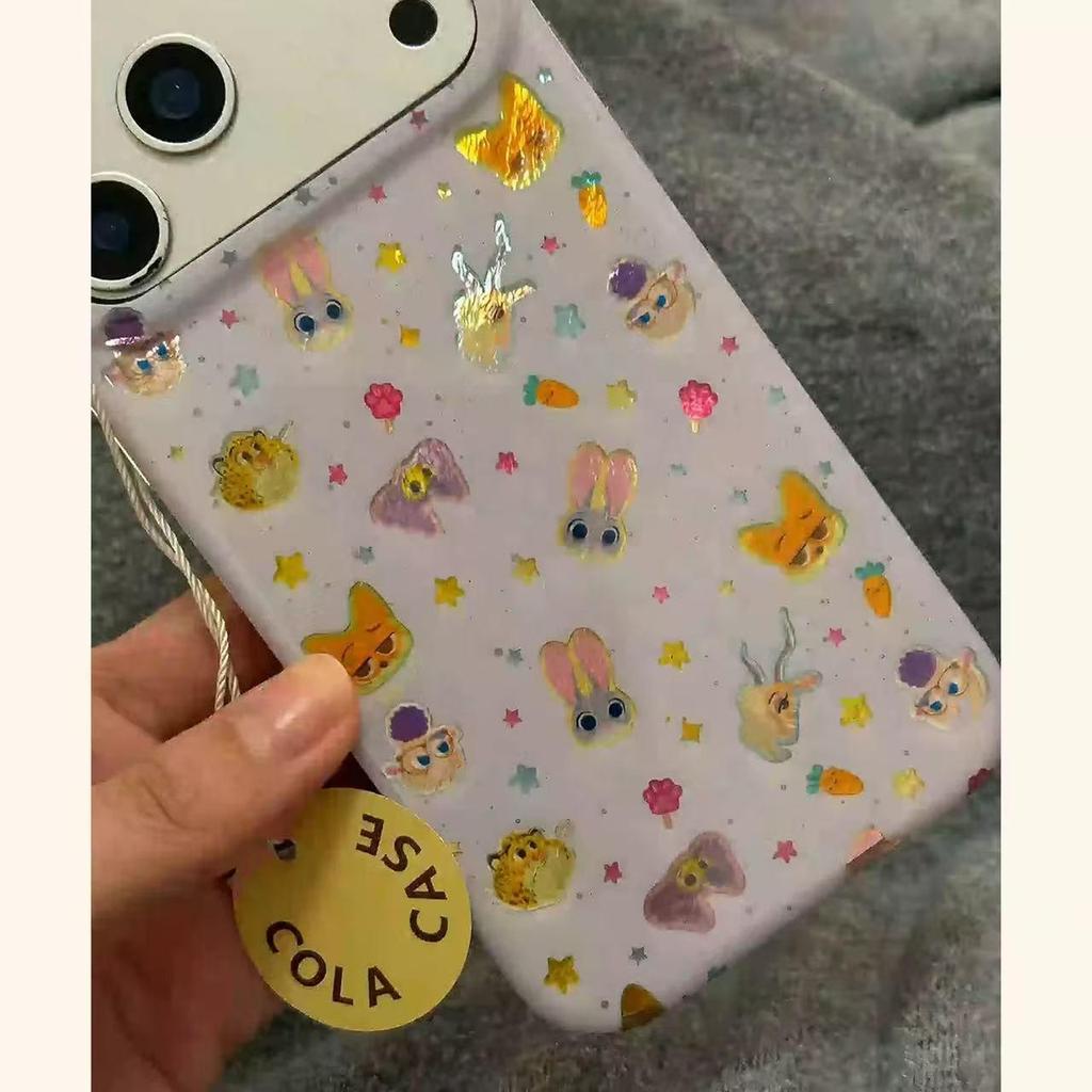 Cartoon Cute Gilded Laser Small Animals Phone Case for iPhone 16/17 Pro Max/15/14