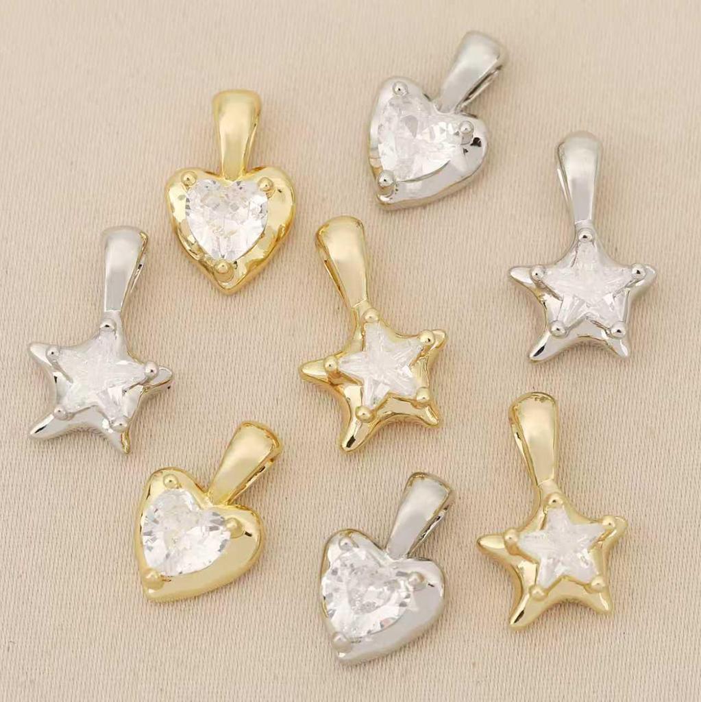 Heller Stern Herz Zirkon Anhänger: 18 Karat Goldplattierter Kupfer-Anhänger Schmuck