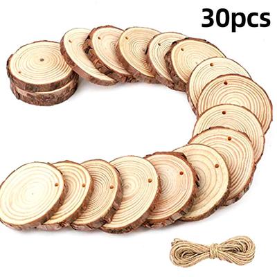 30pcs/set 5-6cm Round Wooden Pieces, Wood Slices, DIY Art Craft Accessories, Christmas Party, Wedding Decoration, DIY Crafts