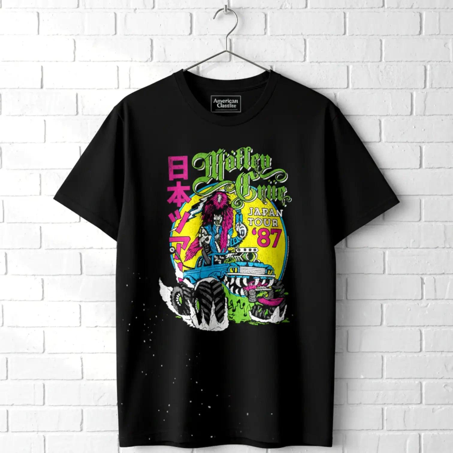 Motley Crue Neon Japan Tour 1987 Men s T Shirt Monster Truck Heavy Metal Rock XS