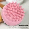 Round Shape Handheld Head Scalp Massage Brush Hair Shampoo Washing Brush with Handle (Pink)