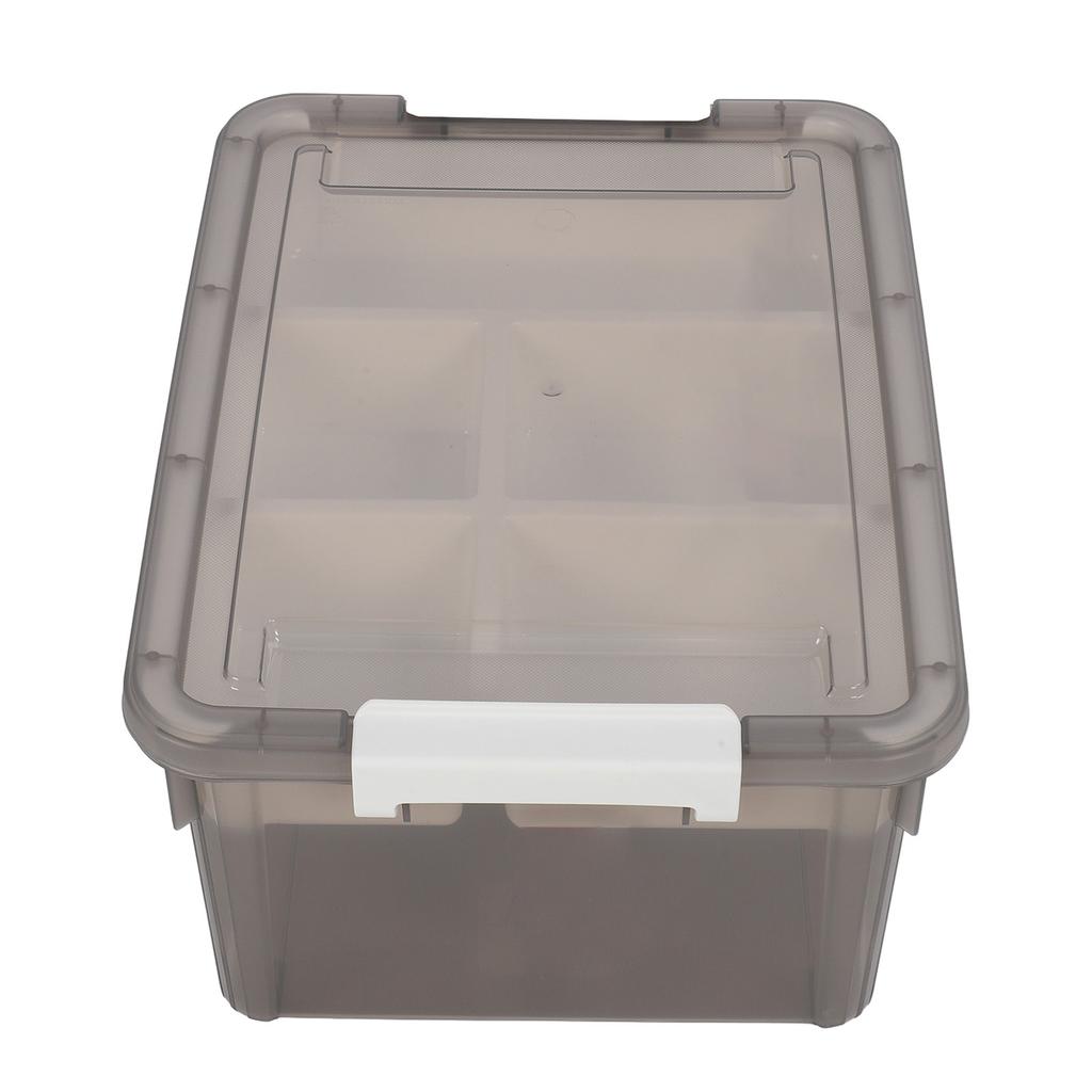 16L Plastic Storage Box Sturdy PP Clear Latching Box with Removable Tray for Toys Organization